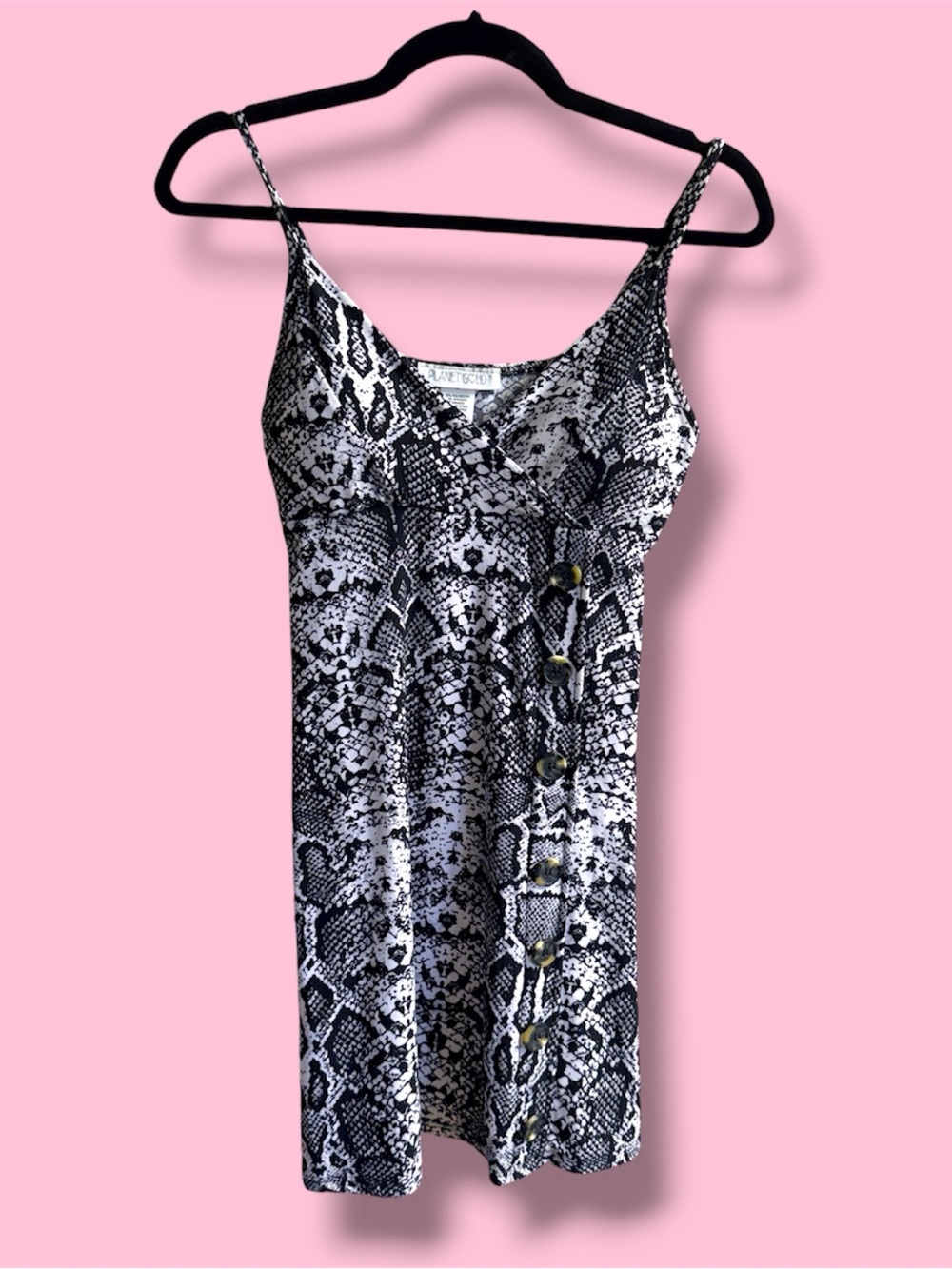 Planet Gold Black and White Snakeskin Wrap Dress #12